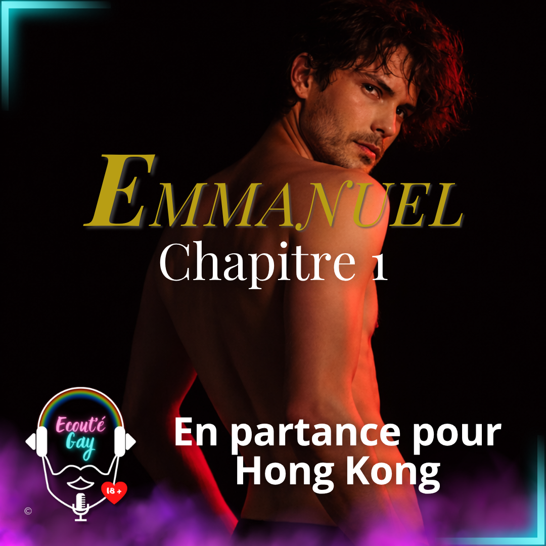 Le cadeau à Daddy – extrait du livre “Désirs enflammés” Visuel promotionnel du livre “Désirs Enflammés”, recueil d’histoires érotiques gay du podcast ecoutegay, avec un homme torse nu sur la couverture et le texte “Le cadeau à Daddy – à retrouver en page 37 du livre” devant un fond de tissu rouge.